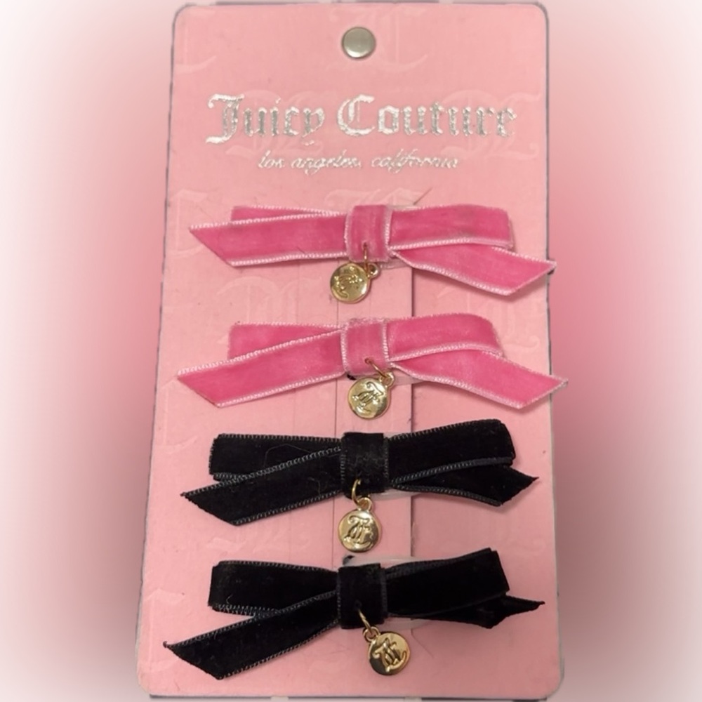 Juicy Couture Velvet Bow Hair Clips - Set of 4
